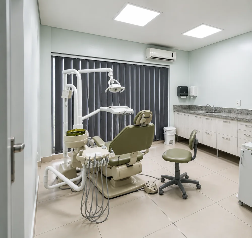 Cadeira odontológica em um dos consultórios da Prodentex, em Joinville